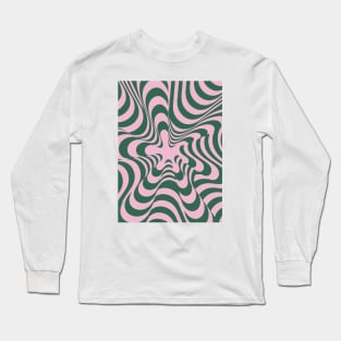 Abstract Groovy Retro Liquid Swirl Pink Green Pattern Long Sleeve T-Shirt